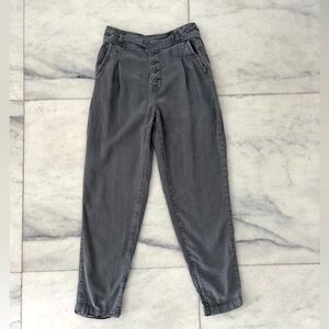 American Eagle Pants High Rise Button Fly Tapered Leg Gray Lyocell Womens 4